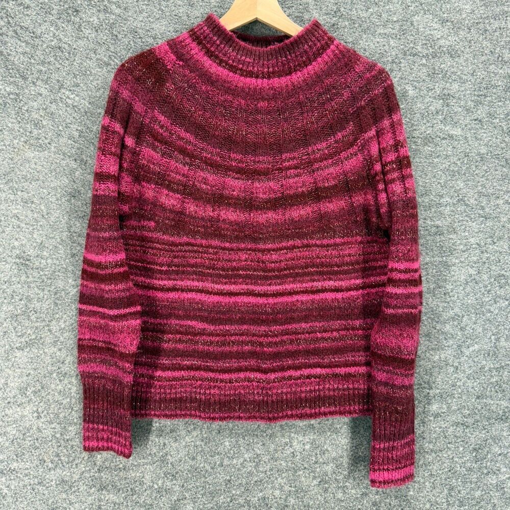Knox Rose Sweater Pullover Women S Small Pink Striped Knit Wool Long Sleeve